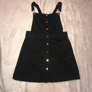black button down overall dress
